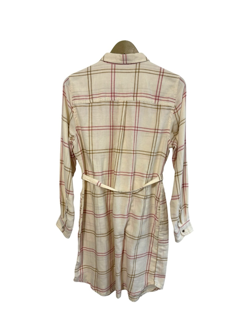 Toad & Co Size Medium Ivory Pink Plaid Button Up Mini Dress Granola Western - Picture 2 of 7